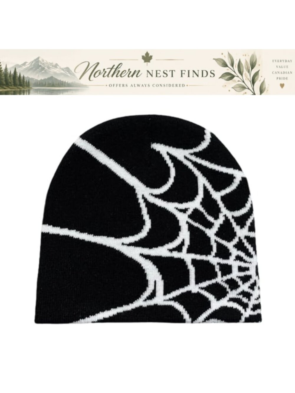 Pooyikoi Wool Acrylic Knitted Beanie Spider Pattern Winter Warm Hat